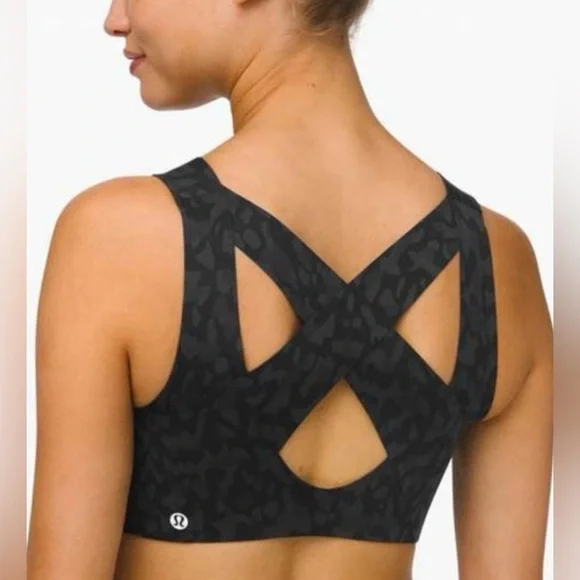 lululemon Enlite Bra in Black and Grey Leopard Print-Size 32B - Picture 2 of 8